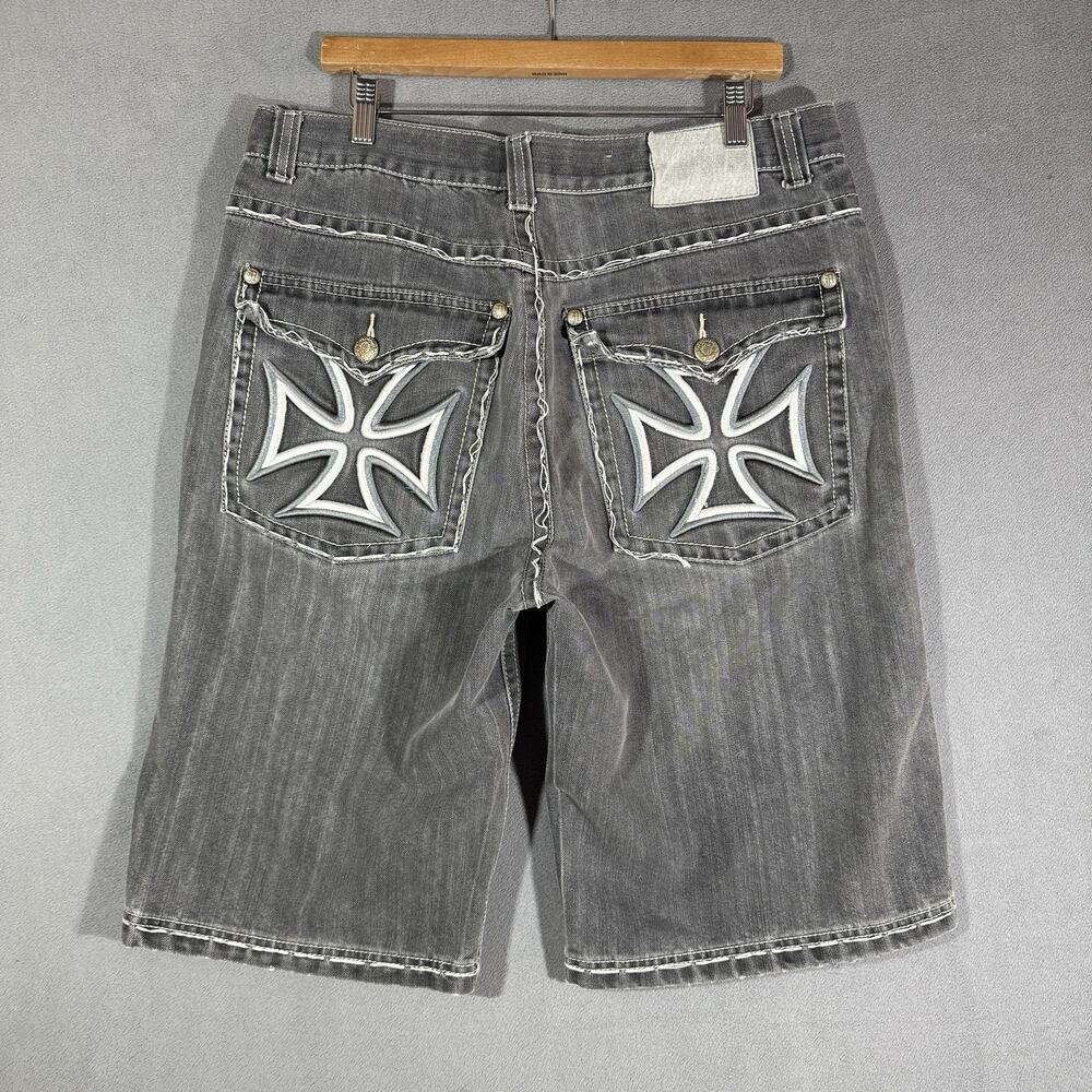 Ablanche Gray Denim Shorts Mens 38 West Coast Choppers Jorts Gothic Y2K Jean